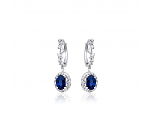 Minerva Oval Safir & Pırlanta Küpe